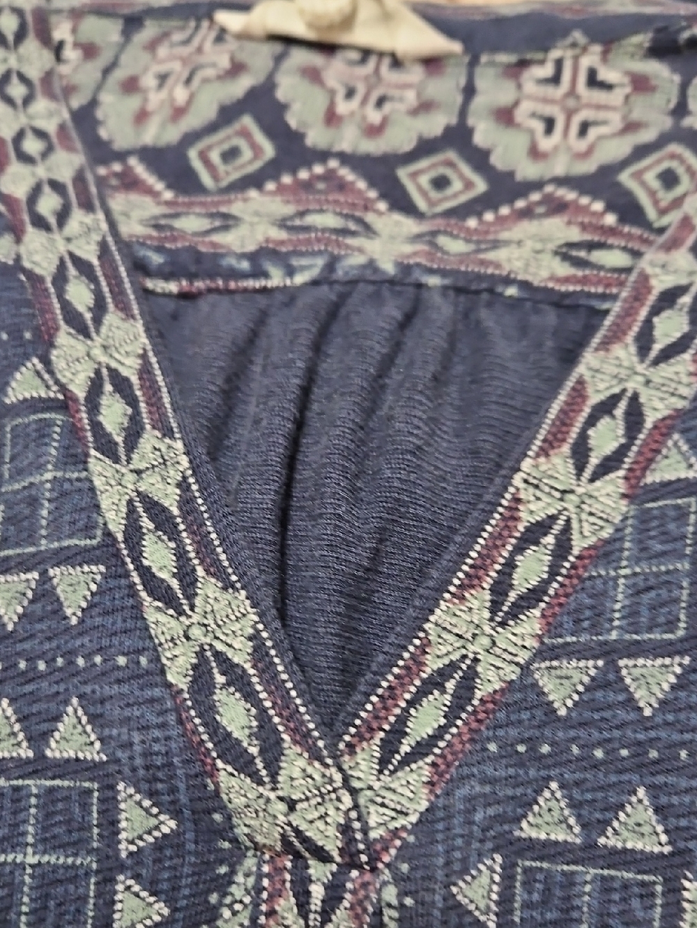 Lucky Brand Navy Geometric V-Neck Blouse - Picture 4 of 4